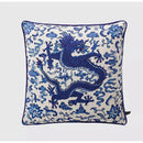 Blue and white crane throw pillow case – living room tassel cushion
