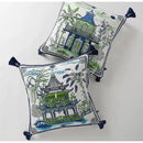 Blue and white crane throw pillow case – living room tassel cushion