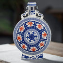 Blue and white eight treasures ceramic vase living room ornament