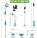 Blue and white electric spin scrubber brush for bathroom cleaning