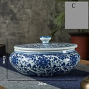 DecorBites™ Blue Flower Ceramic Tea Caddy Jar - Living Room Decor or Home Ornament
