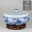 DecorBites™ Blue Flower Ceramic Tea Caddy Jar - Living Room Decor or Home Ornament