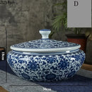 DecorBites™ Blue Flower Ceramic Tea Caddy Jar - Living Room Decor or Home Ornament