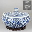 DecorBites™ Blue Flower Ceramic Tea Caddy Jar - Living Room Decor or Home Ornament
