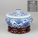 DecorBites™ Blue Flower Ceramic Tea Caddy Jar - Living Room Decor or Home Ornament