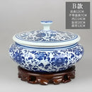DecorBites™ Blue Flower Ceramic Tea Caddy Jar - Living Room Decor or Home Ornament