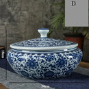 DecorBites™ Blue Flower Ceramic Tea Caddy Jar - Living Room Decor or Home Ornament