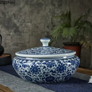 DecorBites™ Blue Flower Ceramic Tea Caddy Jar - Living Room Decor or Home Ornament