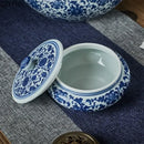 DecorBites™ Blue Flower Ceramic Tea Caddy Jar - Living Room Decor or Home Ornament
