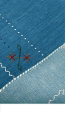 Blue And White Gabbeh Border Design Hand Loomed Wool Area Rug