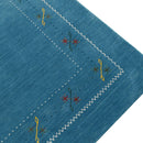 Blue And White Gabbeh Border Design Hand Loomed Wool Area Rug