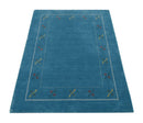 Blue And White Gabbeh Border Design Hand Loomed Wool Area Rug