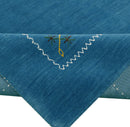 Blue And White Gabbeh Border Design Hand Loomed Wool Area Rug