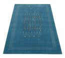 Blue And White Gabbeh Design Hand Loomed Wool Area Rug