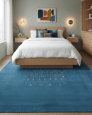 Blue And White Gabbeh Design Hand Loomed Wool Area Rug