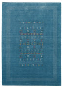 Blue And White Gabbeh Design Hand Loomed Wool Area Rug