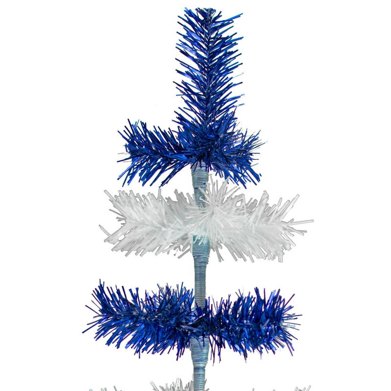 Blue & White Layered Tinsel Christmas Tree