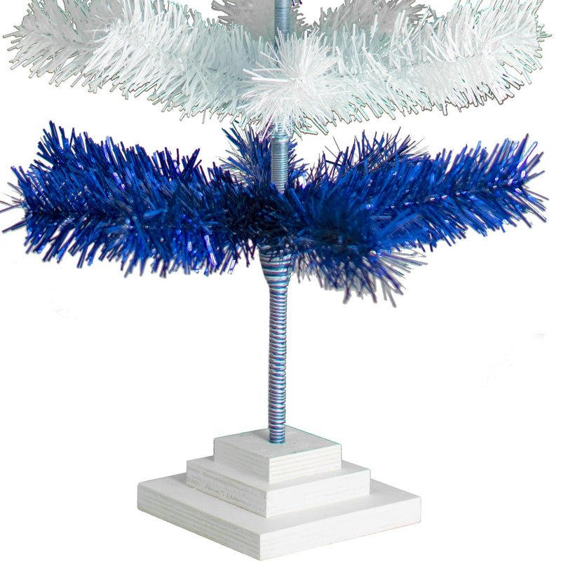 Blue & White Layered Tinsel Christmas Tree