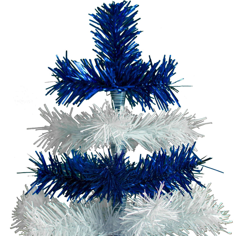 Blue & White Layered Tinsel Christmas Tree