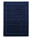 Blue And White Modern Design Hand Loomed Wool Area Rug