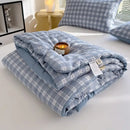 Blue and white plaid cotton summer quilt bedroom soybean fiber comforter