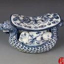 Blue and white porcelain dragon boat statue bedroom decor