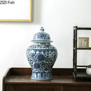 Blue and white porcelain dragon ginger jar dining room storage pot