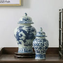 Blue and white porcelain dragon ginger jar dining room storage pot