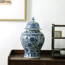 Blue and white porcelain dragon ginger jar dining room storage pot