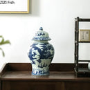 Blue and white porcelain dragon ginger jar dining room storage pot