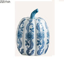 Blue and white porcelain pumpkin vase living room floral decor