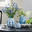 Blue and white porcelain pumpkin vase living room floral decor