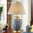 DecorBites™ Blue Porcelain Table Lamp - Large Ceramic Lamp for Bedroom and Living Room