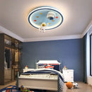 Blue and white space led cartoon chandelier kids bedroom ceiling light