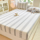 Blue and white striped cotton jacquard fitted sheet set bedroom