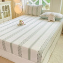 Blue and white striped cotton jacquard fitted sheet set bedroom