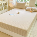 Blue and white striped cotton jacquard fitted sheet set bedroom