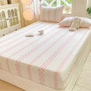 Blue and white striped cotton jacquard fitted sheet set bedroom