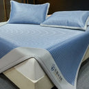 Blue and white striped ice silky cooling mat bedroom pad