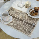 Blue and white toile cotton linen place mat set kitchen dining decor