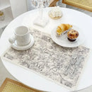 Blue and white toile cotton linen place mat set kitchen dining decor
