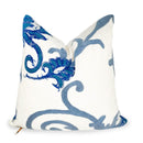 Blue And White  White Floral Embroidered Throw Pillow