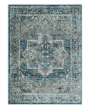 Blue And Beige Traditional Heriz Art Silk Area Rug
