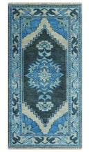Blue and Black  Hand Knotted  Traditional Heriz Multi Size Wool Area Rug