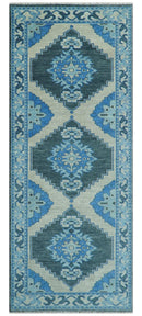 Blue and Black  Hand Knotted  Traditional Heriz Multi Size Wool Area Rug