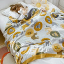 DecorBites™ Cartoon Cat Summer Quilt - 100% Cotton Leisure Blanket