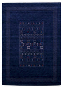 Blue Center Pattern Hand Loomed Wool Area Rug