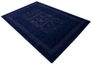 Blue Center Pattern Hand Loomed Wool Area Rug