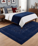 Blue Center Pattern Hand Loomed Wool Area Rug