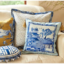 Blue chinoiserie home pagoda bolster pillowcase bedroom cushion cover